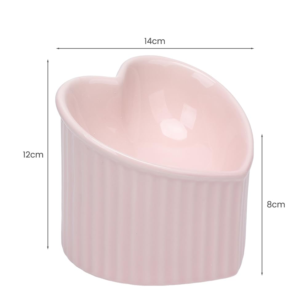 Heart Shaped Ceramic Elevated Pet Bowl