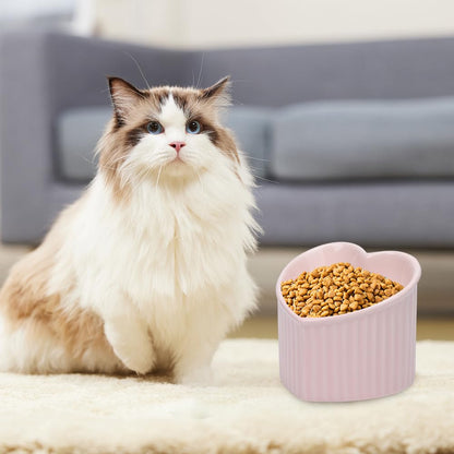 Heart Shaped Ceramic Elevated Pet Bowl