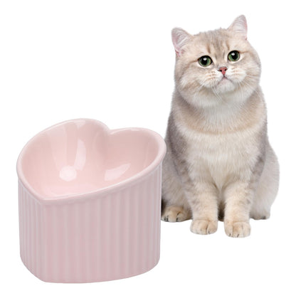 Heart Shaped Ceramic Elevated Pet Bowl