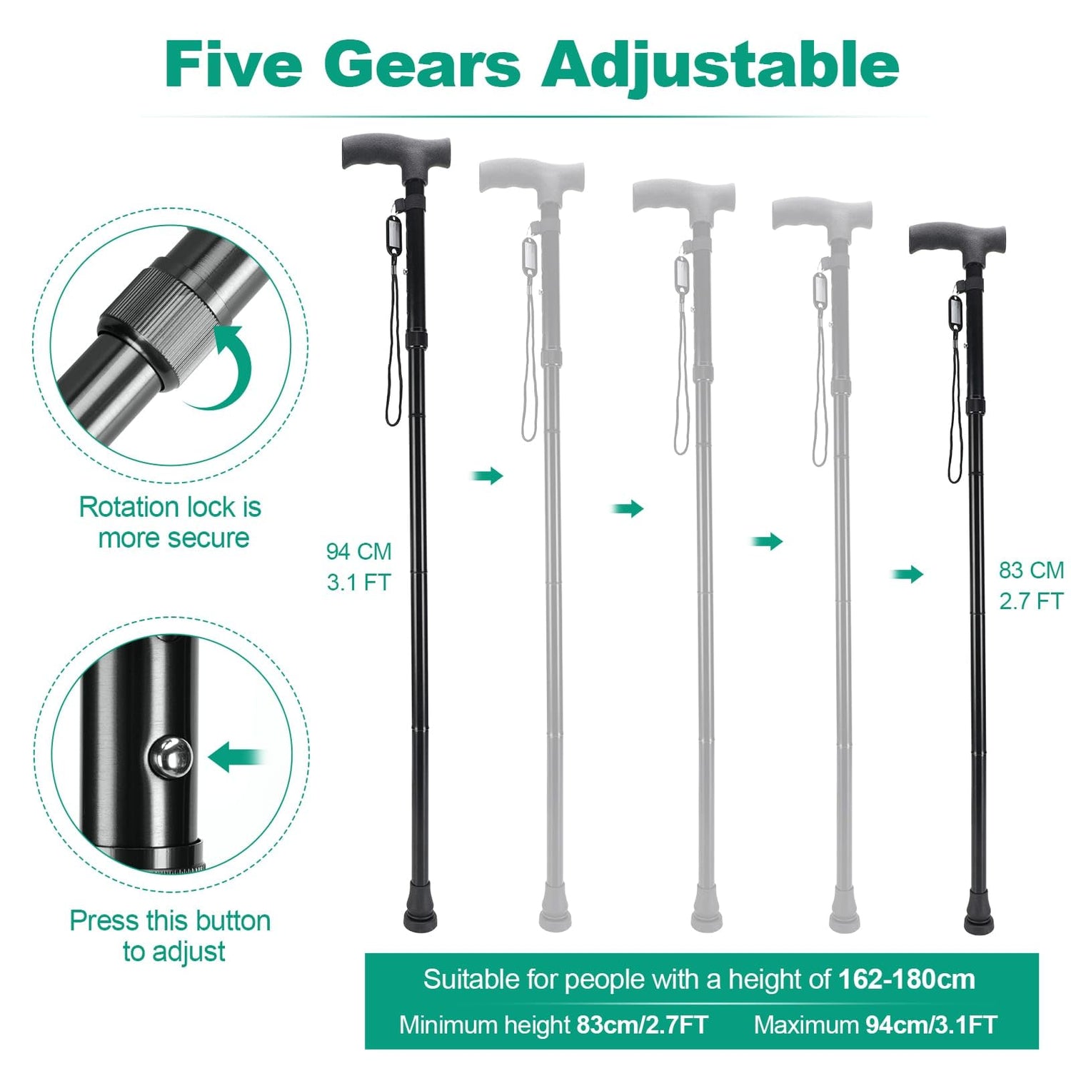 Adjustable Folding Stick