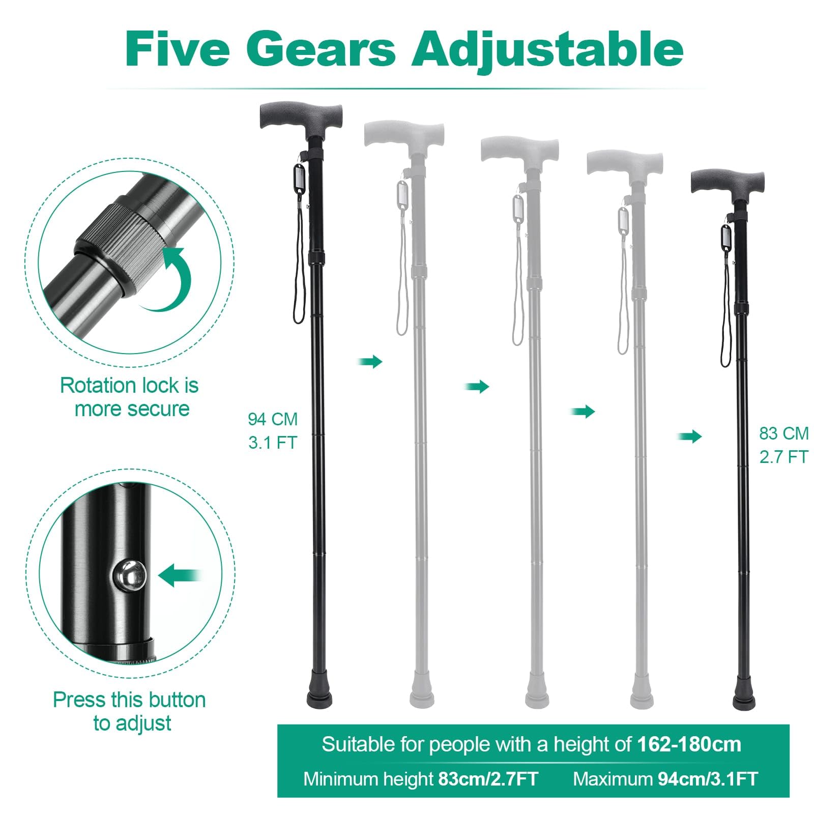 Adjustable Folding Stick