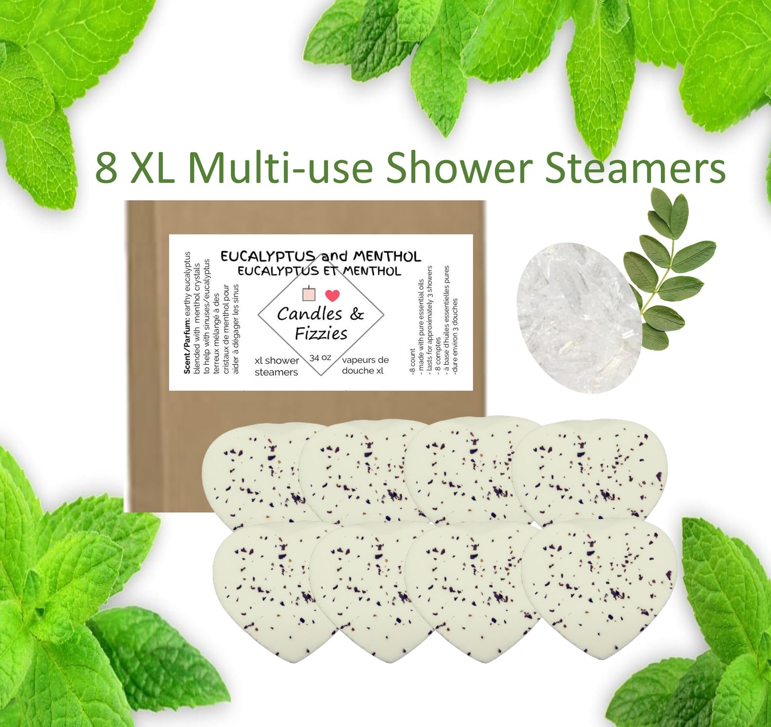 Eucalyptus and Menthol Extra Large (4.35 oz) Shower Steamers