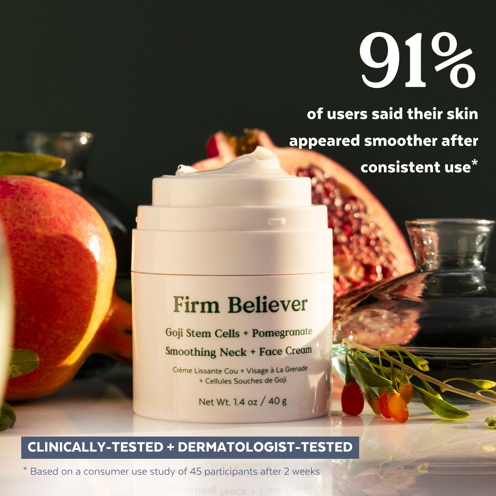 NEW! Firm Believer Goji Stem Cell + Pomegranate Smoothing Neck + Face Cream